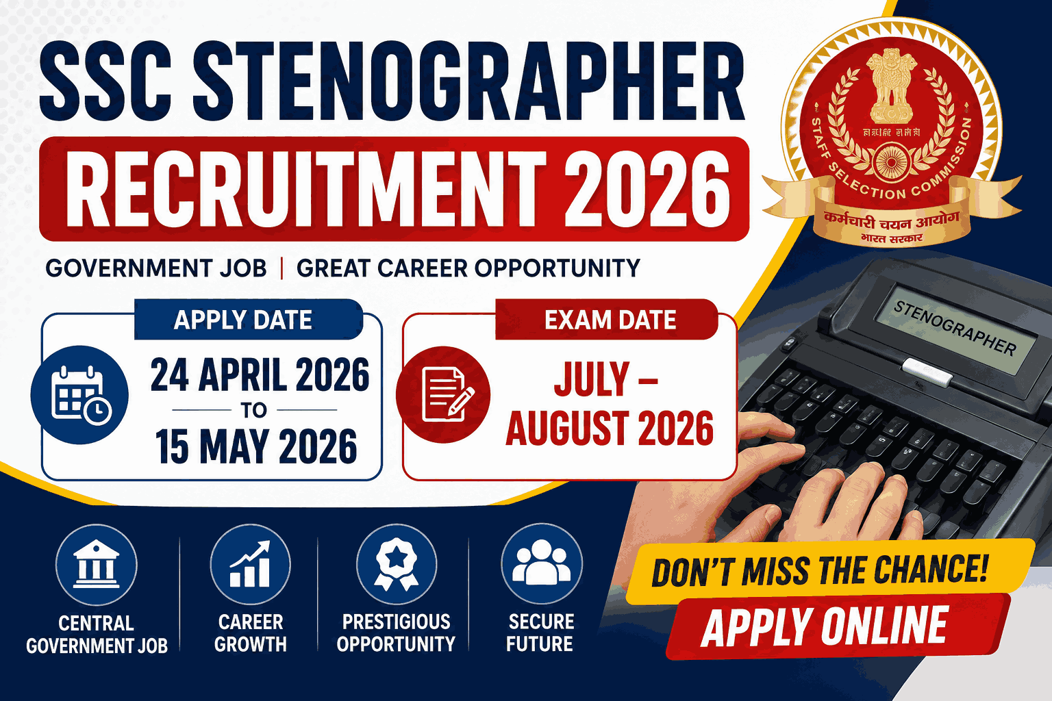 SSC Stenographer Recruitment 2026