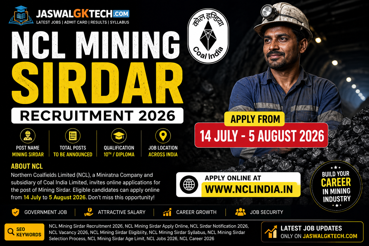 NCL Mining Sirdar Recruitment 2026