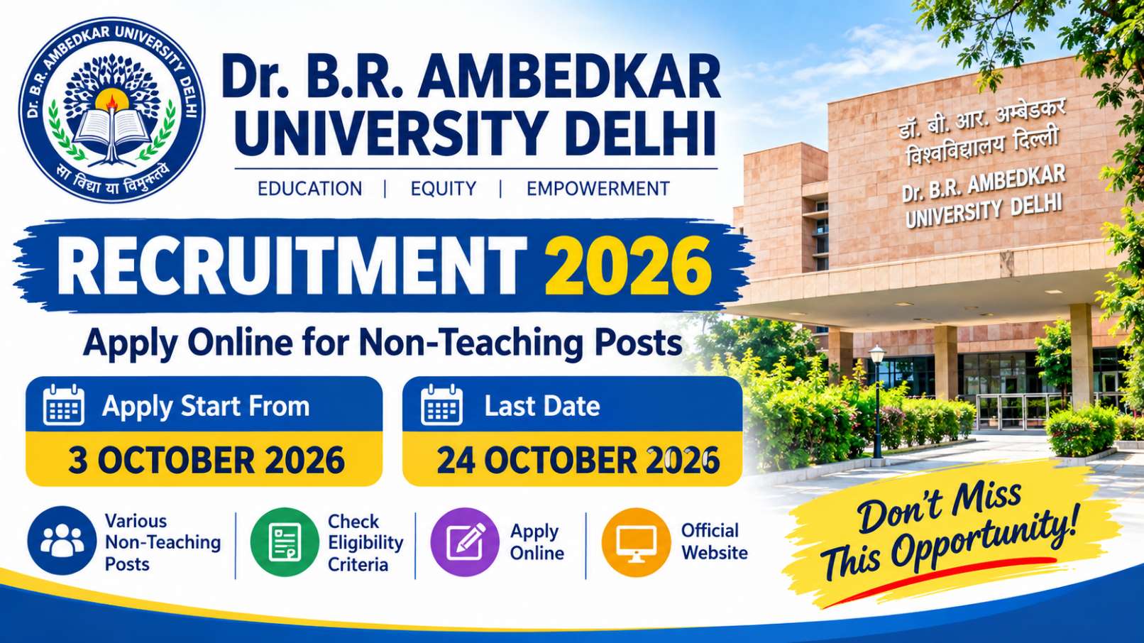 Dr. B.R. Ambedkar University Delhi Recruitment 2026